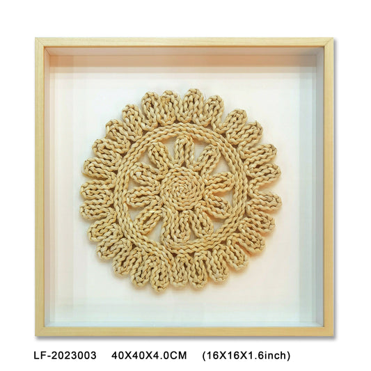 Hand-woven Corn Rope Shadow Box With Wooden Color PS Frame