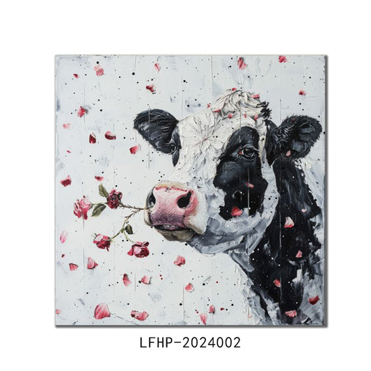 Cow With Rose Oil Painting Canvas Printing Art